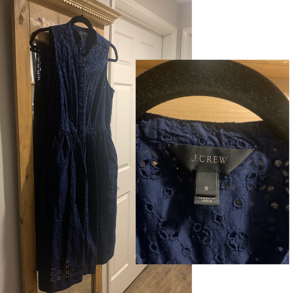 Navy J. Crew Mid-length Dress with Pockets